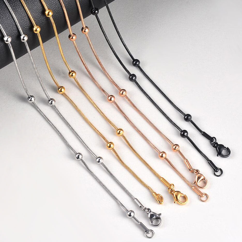 Fashion stainless steel round snake bag bead chain multi-color accessory chain necklace collarbone chain