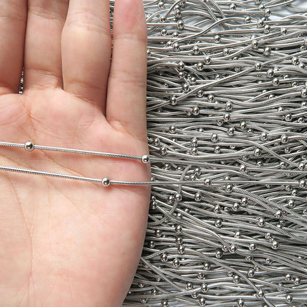 Fashion stainless steel round snake bag bead chain multi-color accessory chain necklace collarbone chain