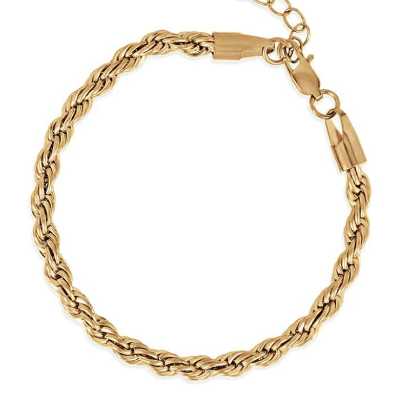 Hip hop gold Fried Dough Twists chain thick bracelet small jewelry chain